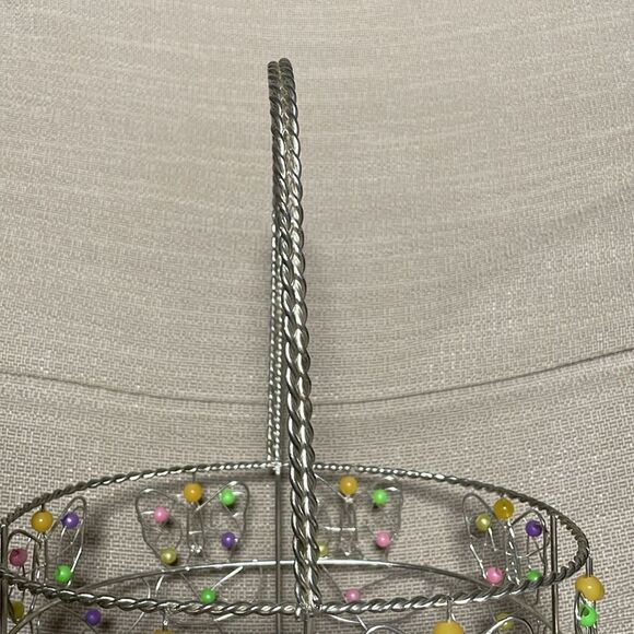 Metal Basket w/Multicolored Beads and Swirl Designs (Perfect for Easter) - Picture 7 of 15